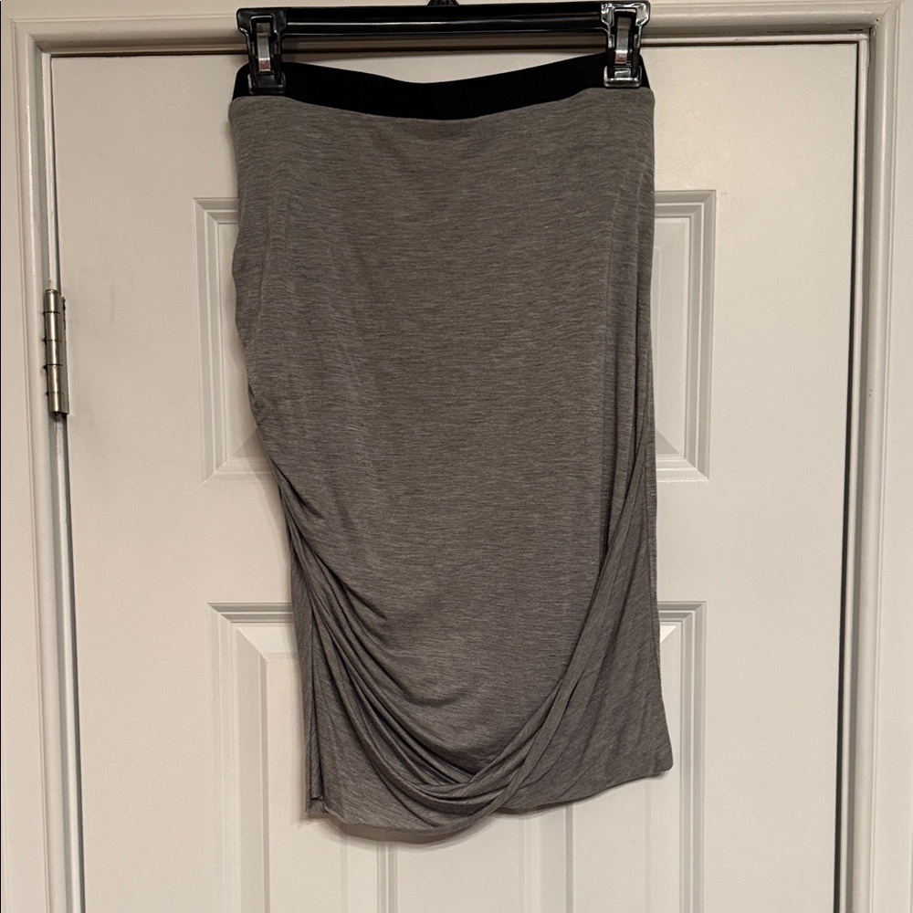 Helmut Lang Asymmetrical Gray Rouched Skirt - Size Medium